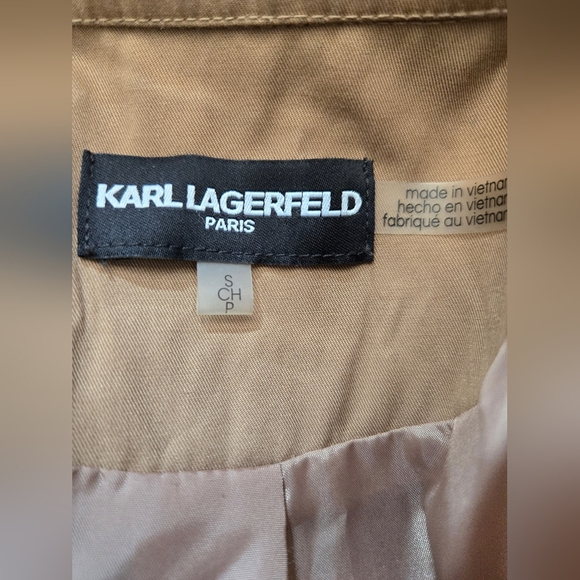 KARL LAGERGELD Tan Utility Jacket with Black Trim. Size Small - Picture 10 of 15
